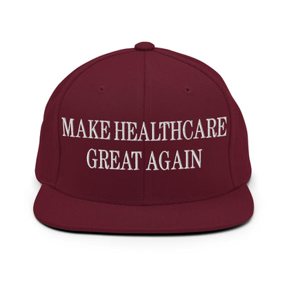 Make Healthcare Great Again Embroidered Flat Bill Brim Snapback Hat - Maroon