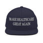 Make Healthcare Great Again Embroidered Flat Bill Brim Snapback Hat - Navy