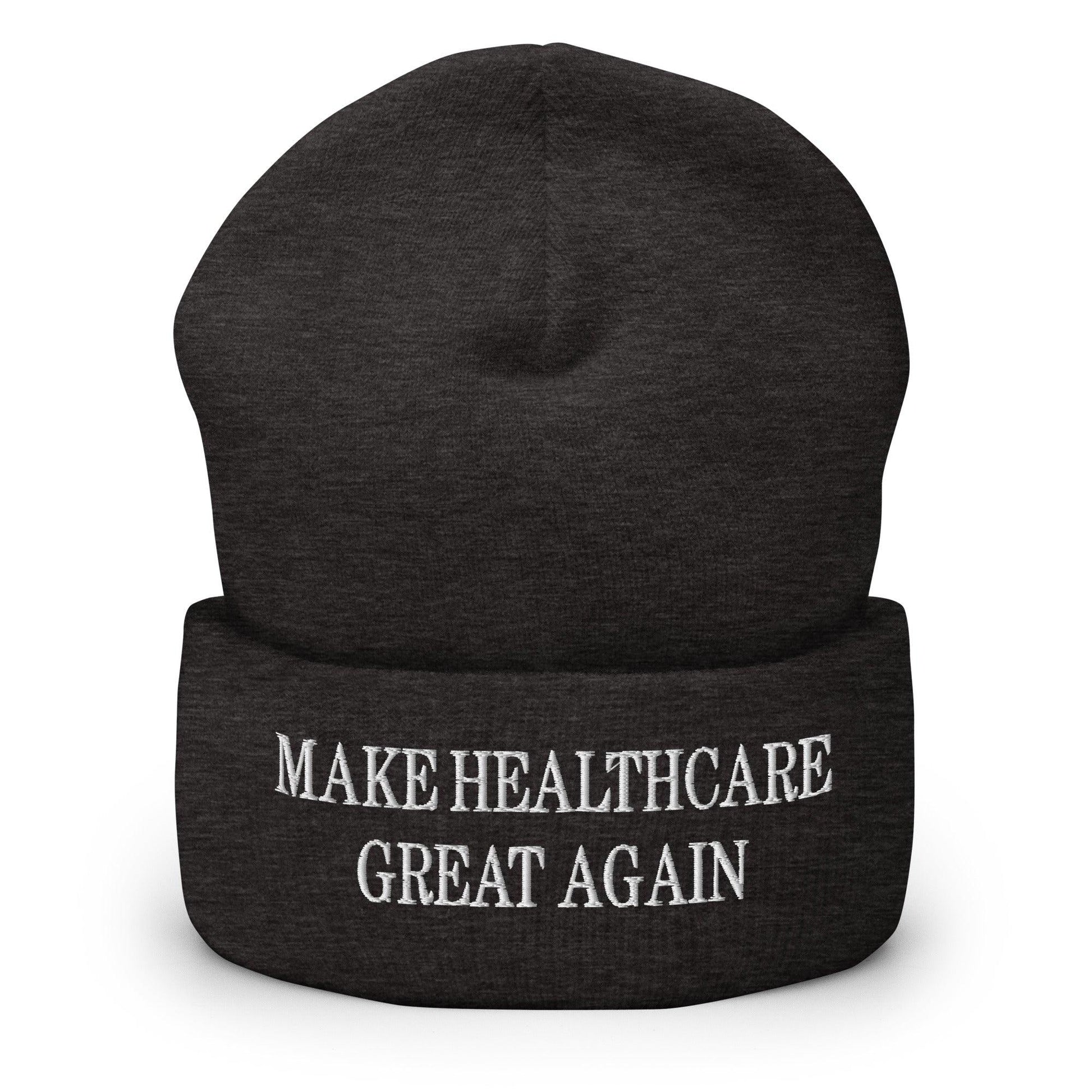 Make Healthcare Great Again Embroidered Knit Cuffed Beanie - Dark Grey