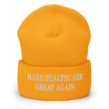 Make Healthcare Great Again Embroidered Knit Cuffed Beanie - Gold