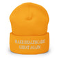 Make Healthcare Great Again Embroidered Knit Cuffed Beanie - Gold