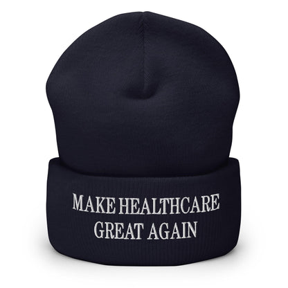 Make Healthcare Great Again Embroidered Knit Cuffed Beanie - Navy