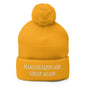 Make Healthcare Great Again Embroidered Knit Pom Beanie - Gold