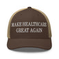 Make Healthcare Great Again Embroidered Mesh Trucker Hat - Brown/ Khaki