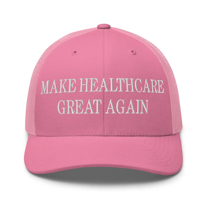 Make Healthcare Great Again Embroidered Mesh Trucker Hat - Pink