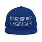 Make Hip Hop Great Again Embroidered Flat Bill Brim Snapback Hat - Royal Blue