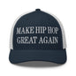 Make Hip Hop Great Again Embroidered Mesh Trucker Hat - Navy/ White