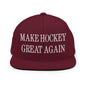 Make Hockey Great Again Embroidered Flat Bill Brim Snapback Hat - Maroon