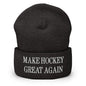 Make Hockey Great Again Embroidered Knit Cuffed Beanie - Dark Grey
