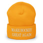 Make Hockey Great Again Embroidered Knit Cuffed Beanie - Gold