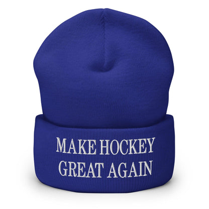 Make Hockey Great Again Embroidered Knit Cuffed Beanie - Royal