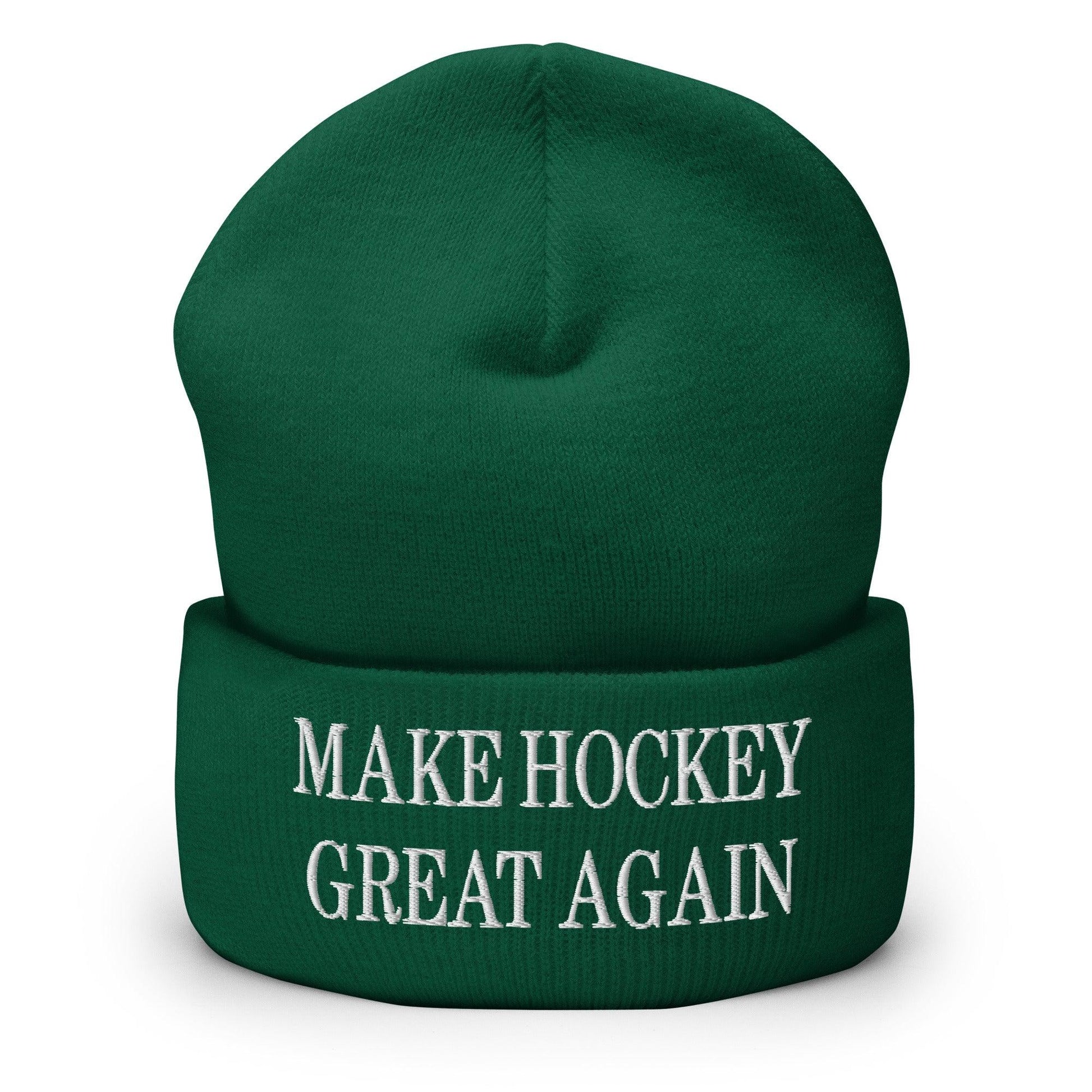 Make Hockey Great Again Embroidered Knit Cuffed Beanie - Spruce