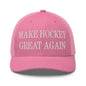 Make Hockey Great AgainEmbroidered Mesh Trucker Hat - Pink
