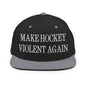 Make Hockey Violent Again Embroidered Flat Bill Brim Snapback Hat - Black/ Silver