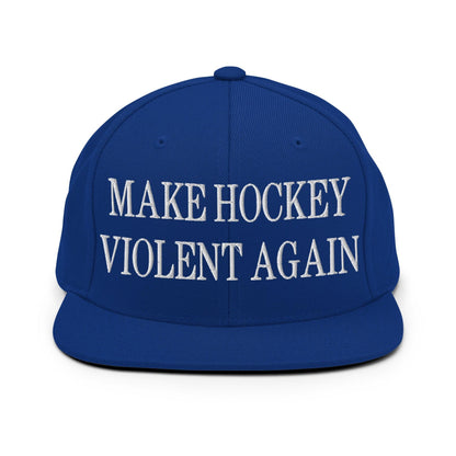 Make Hockey Violent Again Embroidered Flat Bill Brim Snapback Hat - Royal Blue