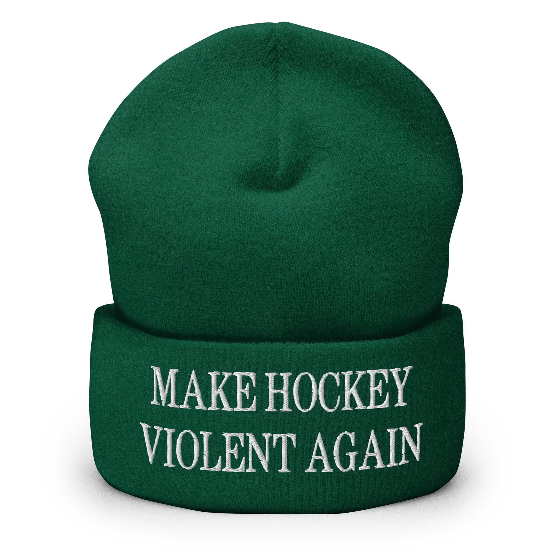 Make Hockey Violent Again Embroidered Knit Cuffed Beanie - Spruce