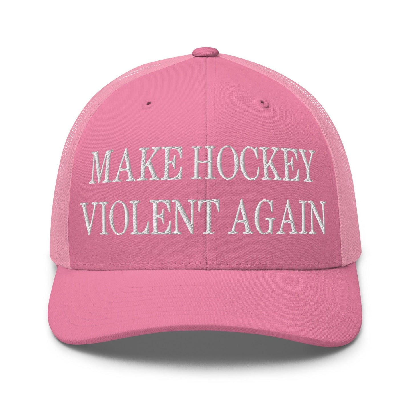 Make Hockey Violent Again Embroidered Mesh Trucker Hat - Pink