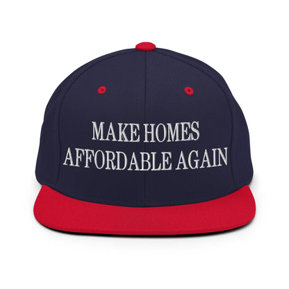 Make Homes Affordable Again Embroidered Flat Bill Brim Snapback Hat - Navy/ Red