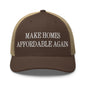 Make Homes Affordable Again Embroidered Mesh Trucker Hat - Brown/ Khaki