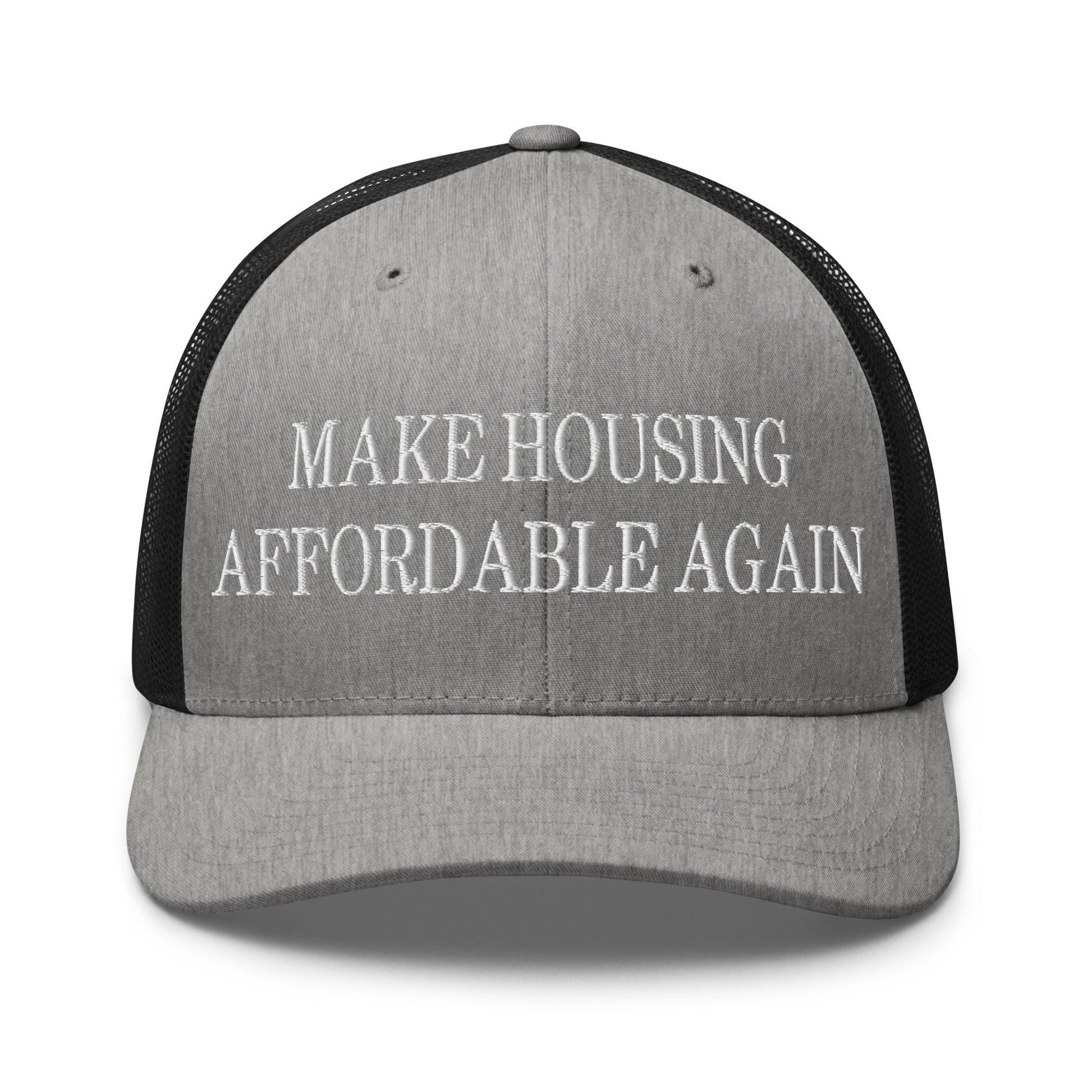 Make Housing Affordable Again Embroidered Mesh Trucker Hat - Heather/ Black