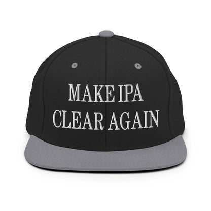 Make IPA Clear Again Embroidered Flat Bill Brim Snapback Hat - Black/ Silver