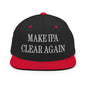 Make IPA Clear Again Embroidered Flat Bill Brim Snapback Hat - Black/ Red