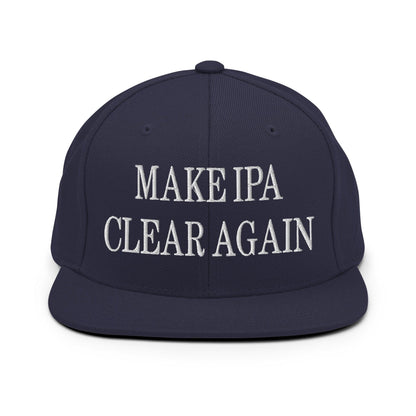 Make IPA Clear Again Embroidered Flat Bill Brim Snapback Hat - Navy