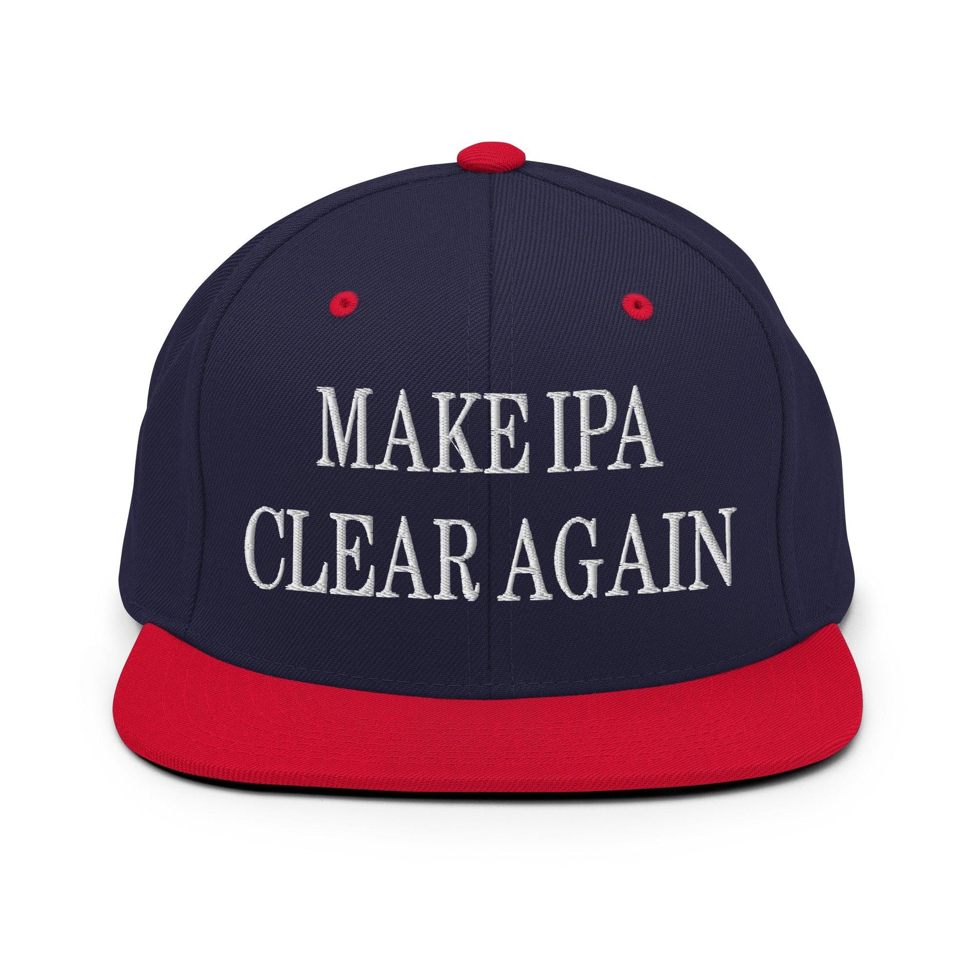 Make IPA Clear Again Embroidered Flat Bill Brim Snapback Hat - Navy/ Red