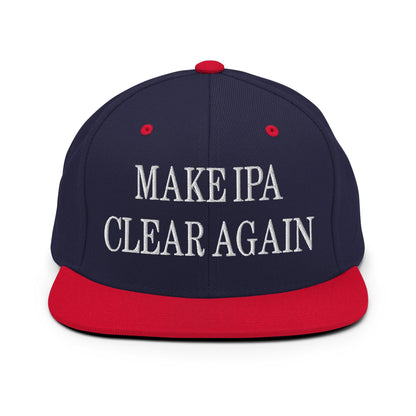 Make IPA Clear Again Embroidered Flat Bill Brim Snapback Hat - Navy/ Red