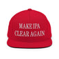 Make IPA Clear Again Embroidered Flat Bill Brim Snapback Hat - Red