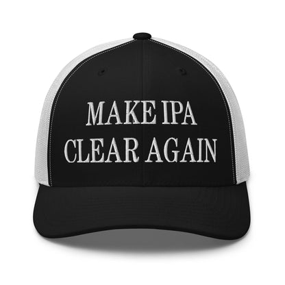 Make IPA Clear Again Embroidered Mesh Trucker Hat - Black/ White