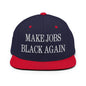 Make Jobs Black Again Embroidered Flat Bill Brim Snapback Hat - Navy/ Red
