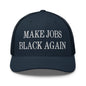 Make Jobs Black Again Embroidered Mesh Trucker Hat - Navy