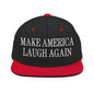 Make Us Laugh Again Flat Bill Brim Snapback Hat - Black/ Red