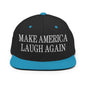 Make Us Laugh Again Flat Bill Brim Snapback Hat - Black/ Teal