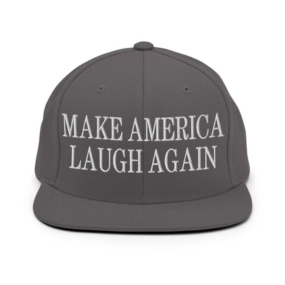 Make Us Laugh Again Flat Bill Brim Snapback Hat - Dark Grey
