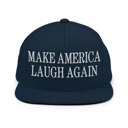 Make Us Laugh Again Flat Bill Brim Snapback Hat - Dark Navy