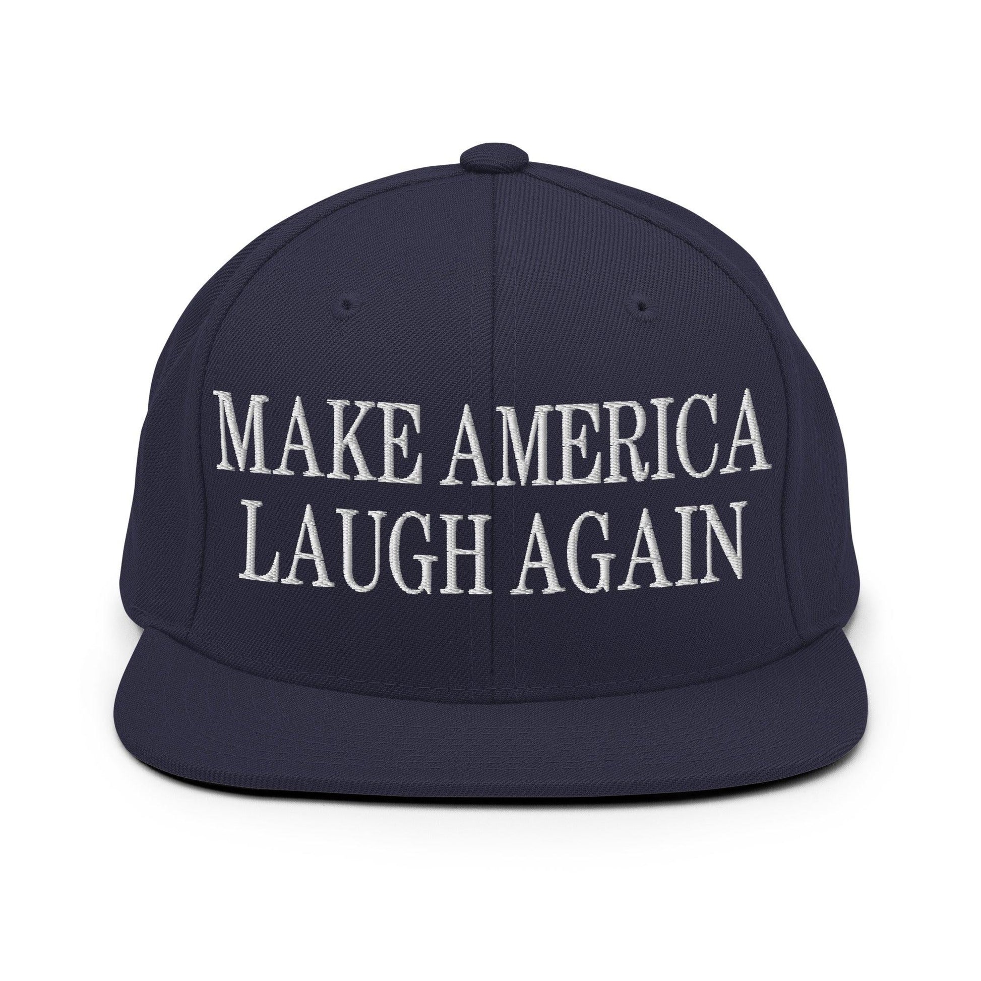 Make Us Laugh Again Flat Bill Brim Snapback Hat - Navy