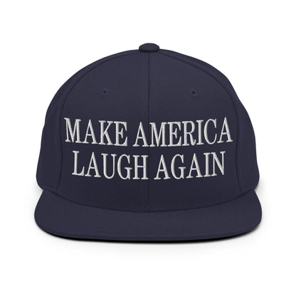 Make Us Laugh Again Flat Bill Brim Snapback Hat - Navy