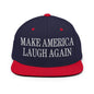 Make Us Laugh Again Flat Bill Brim Snapback Hat - Navy/ Red
