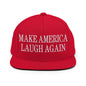 Make Us Laugh Again Flat Bill Brim Snapback Hat - Red