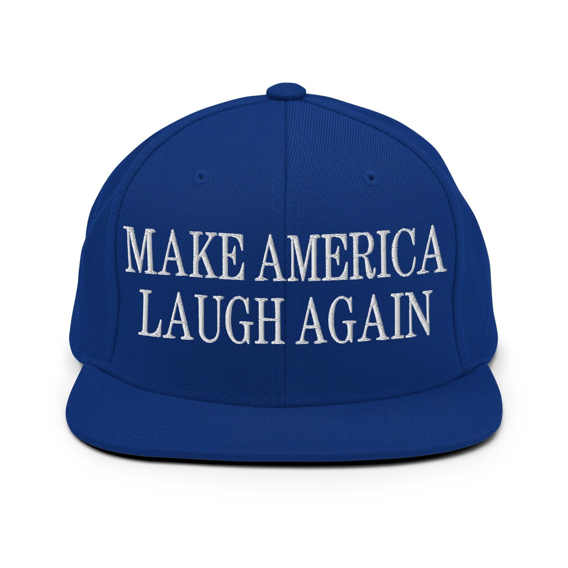 Make Us Laugh Again Flat Bill Brim Snapback Hat - Royal Blue