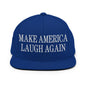 Make Us Laugh Again Flat Bill Brim Snapback Hat - Royal Blue