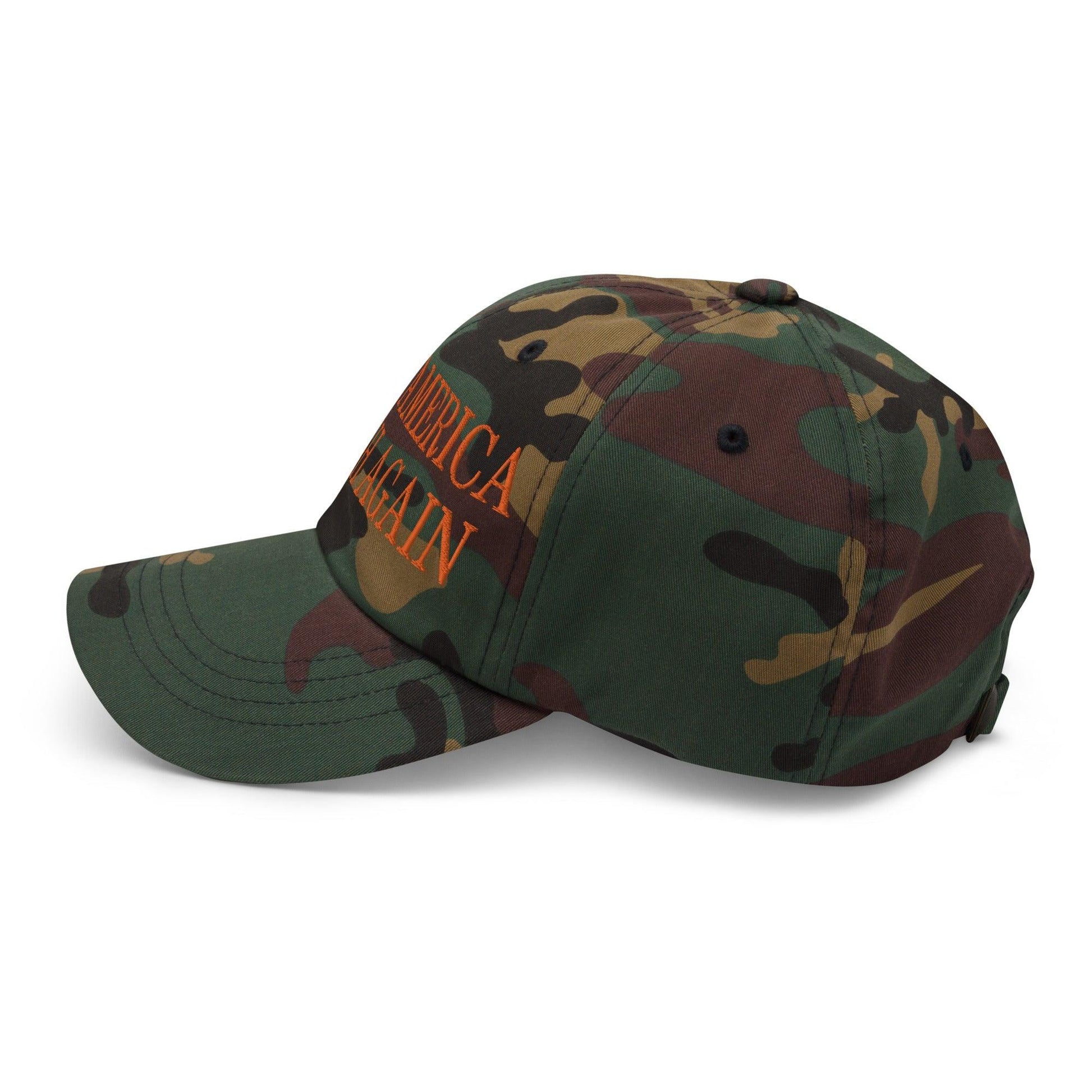 Make Us Laugh Again MALA Embroidered Orange Camo Dad Hat