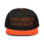 Make Us Laugh Again MALA Halloween Embroidered Flat Bill Brim High Crown Snapback Hat - Orange / Black