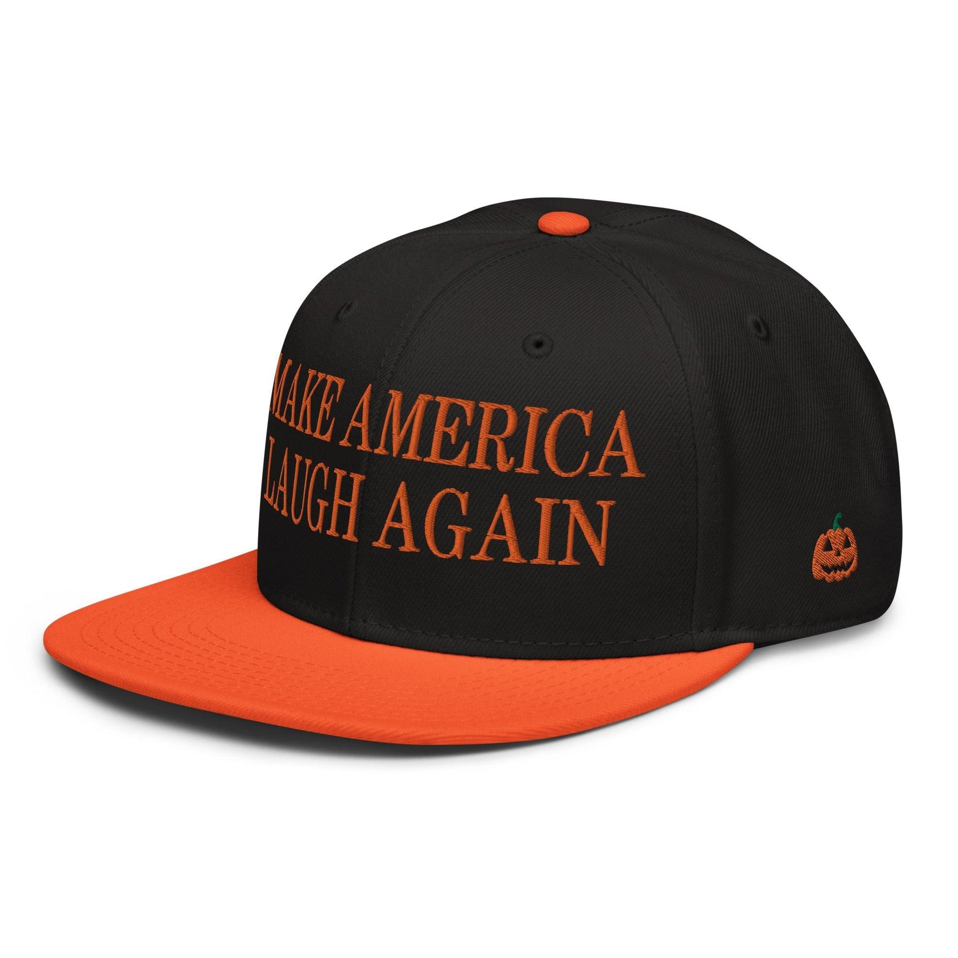 Make Us Laugh Again MALA Halloween Embroidered Flat Bill Brim High Crown Snapback Hat