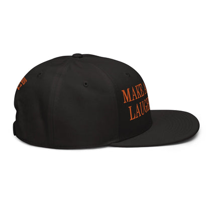 Make Us Laugh Again MALA Halloween Embroidered Flat Bill Brim High Crown Snapback Hat