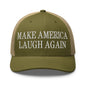 Make Us Laugh Again Mesh Trucker Hat - Moss/ Khaki