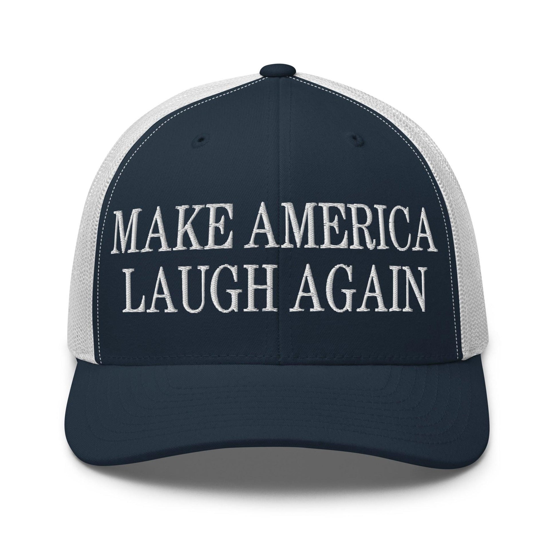 Make Us Laugh Again Mesh Trucker Hat - Navy/ White