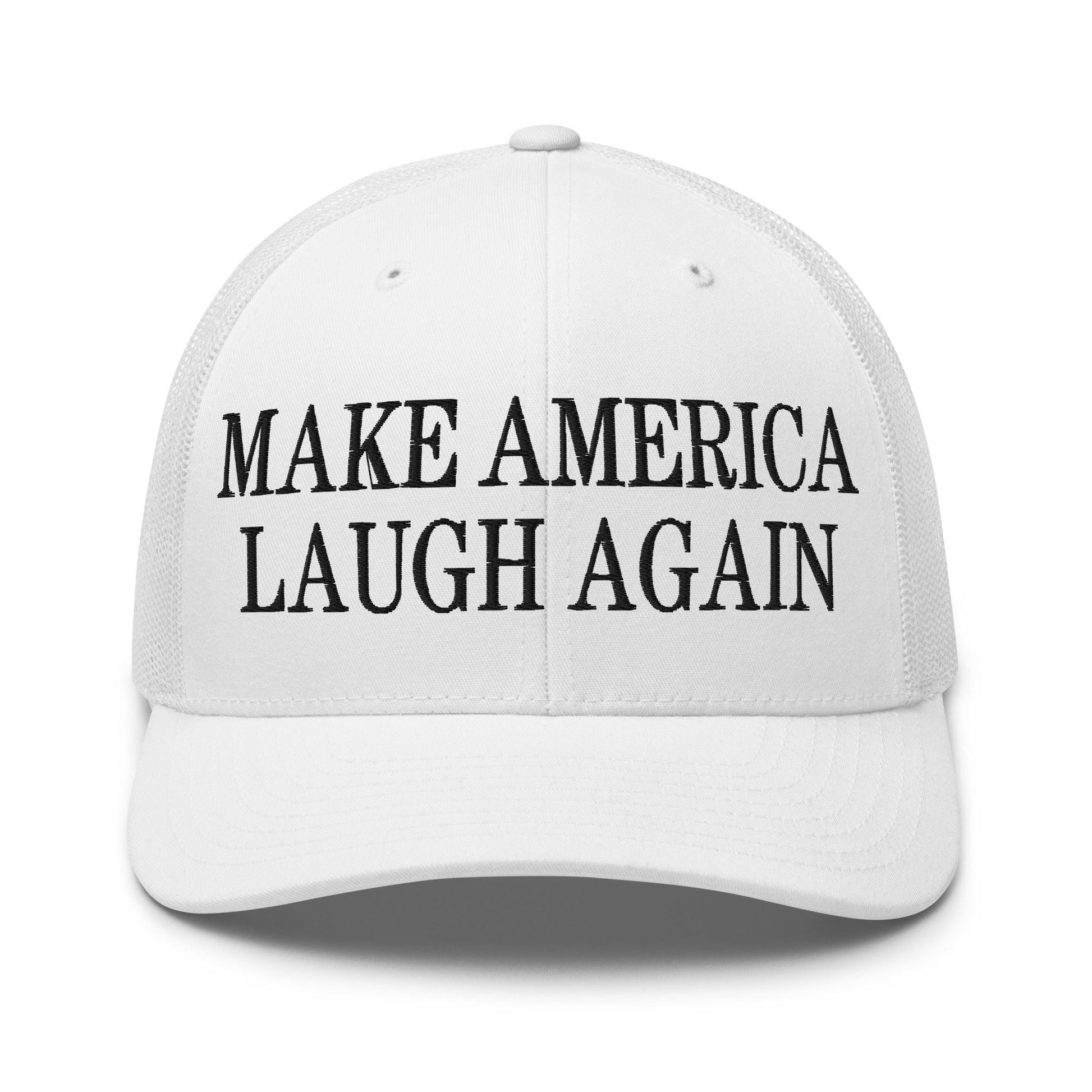 Make Us Laugh Again Mesh Trucker Hat - White
